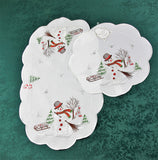 Plauener Spitze Stickerei Winter  Fröhlicher Schneemann