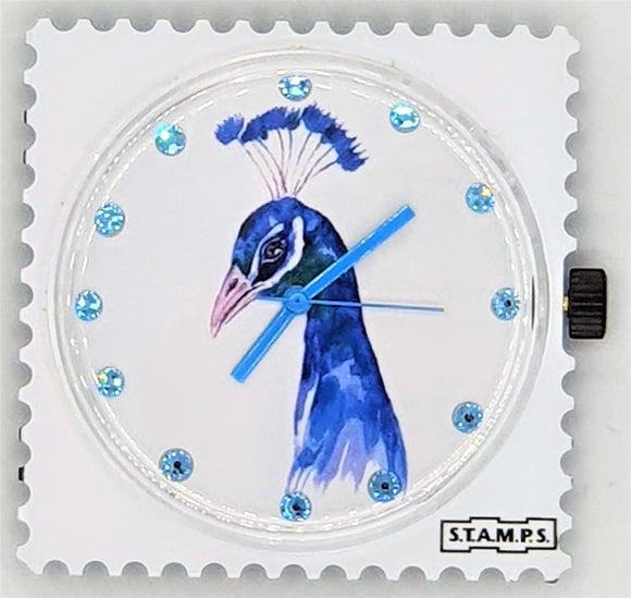 Stamps- Uhr Diamond Peacock mit echten Swarovskisteinen. Wie im Baukastensystem Armband und passende Uhr zusammenstellen, Uhr einfach auf das Uhrenarmband klicken ,den Tag genießen und Komplimente einheimsen! ODER: Stamps- Uhren mit dem angebrachten Kleber an den Spiegel, ins Auto und so weiter, kleben. Größe Zifferblatt: 4,5x4,5cm 2 Jahre Garantie auf das Uhrwerk