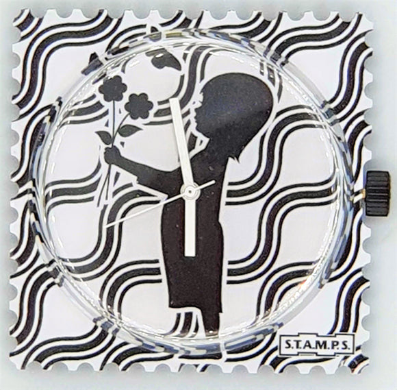Stamps- Uhr Spring Comes  Wie im Baukastensystem Armband und passende Uhr zusammenstellen, Uhr einfach auf das Uhrenarmband klicken ,den Tag genießen und Komplimente einheimsen! ODER: Stamps- Uhren mit dem angebrachten Kleber an den Spiegel, ins Auto und so weiter, kleben. Größe Zifferblatt: 4,5x4,5cm 2 Jahre Garantie auf das Uhrwerk