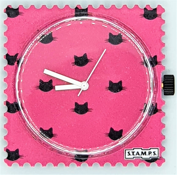 Stamps- Uhr Pink Cat Wie im Baukastensystem Armband und passende Uhr zusammenstellen, Uhr einfach auf das Uhrenarmband klicken ,den Tag genießen und Komplimente einheimsen! ODER: Stamps- Uhren mit dem angebrachten Kleber an den Spiegel, ins Auto und so weiter, kleben. Größe Zifferblatt: 4,5x4,5cm 2 Jahre Garantie auf das Uhrwerk