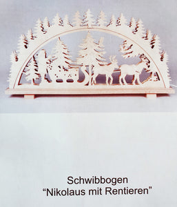 Laubsägevorlage für Schwibbogen Nikolaus mit Rentieren Art. 2341 Größe ca. 65x26cm
