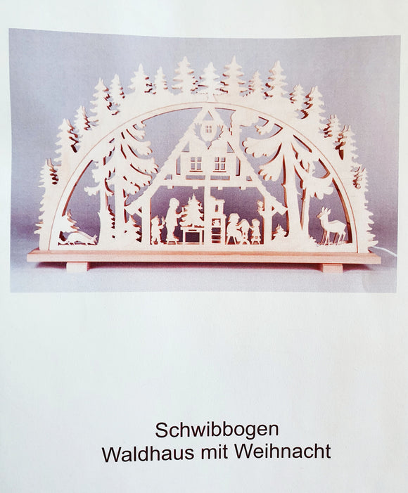 Laubsägevorlage für Schwibbogen Waldhaus mit Weihnacht  Art. 2340