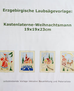 Laubsägevorlage für Kastenlaterne Weihnachtsmann  Art.2377 Größe 19x19x23cm